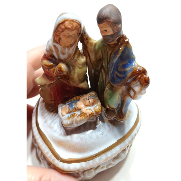 Holy Family Mary Joseph Jesus Heart Ring Trinket Dish Religious Blessings - Picture 3 of 8